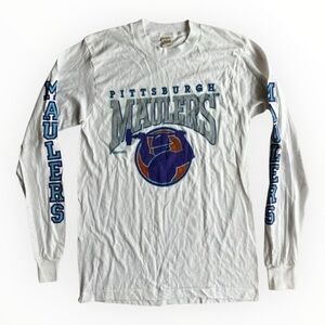 Vintage Pittsburgh Maulers USFL 1983 Long Sleeve Shirt Medium Made USA 80s
